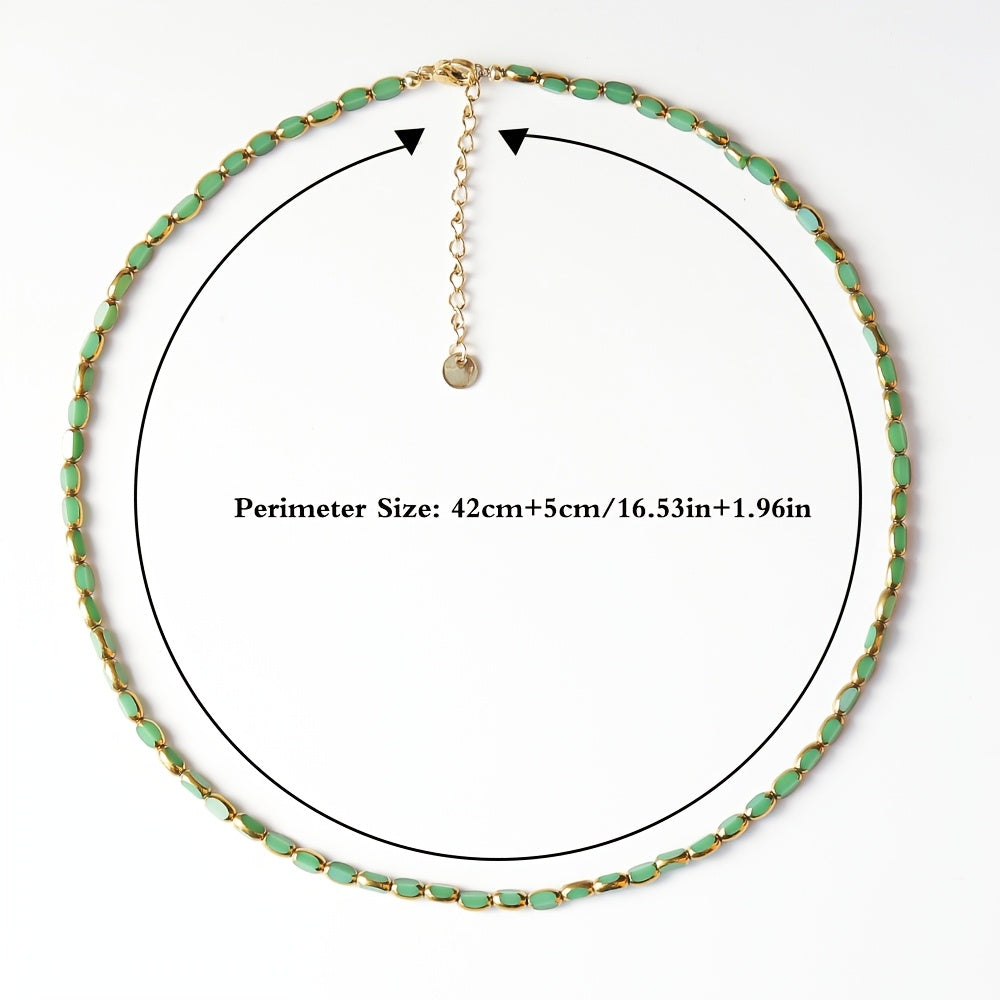 Elegante Turquoise Ovalen Kralenketting