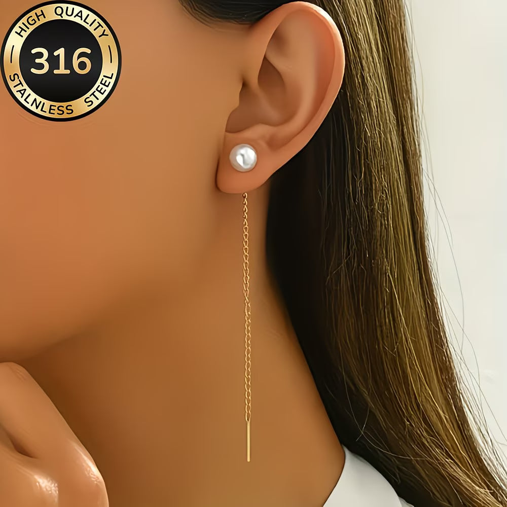 Lange Tassel Parel Oorbellen