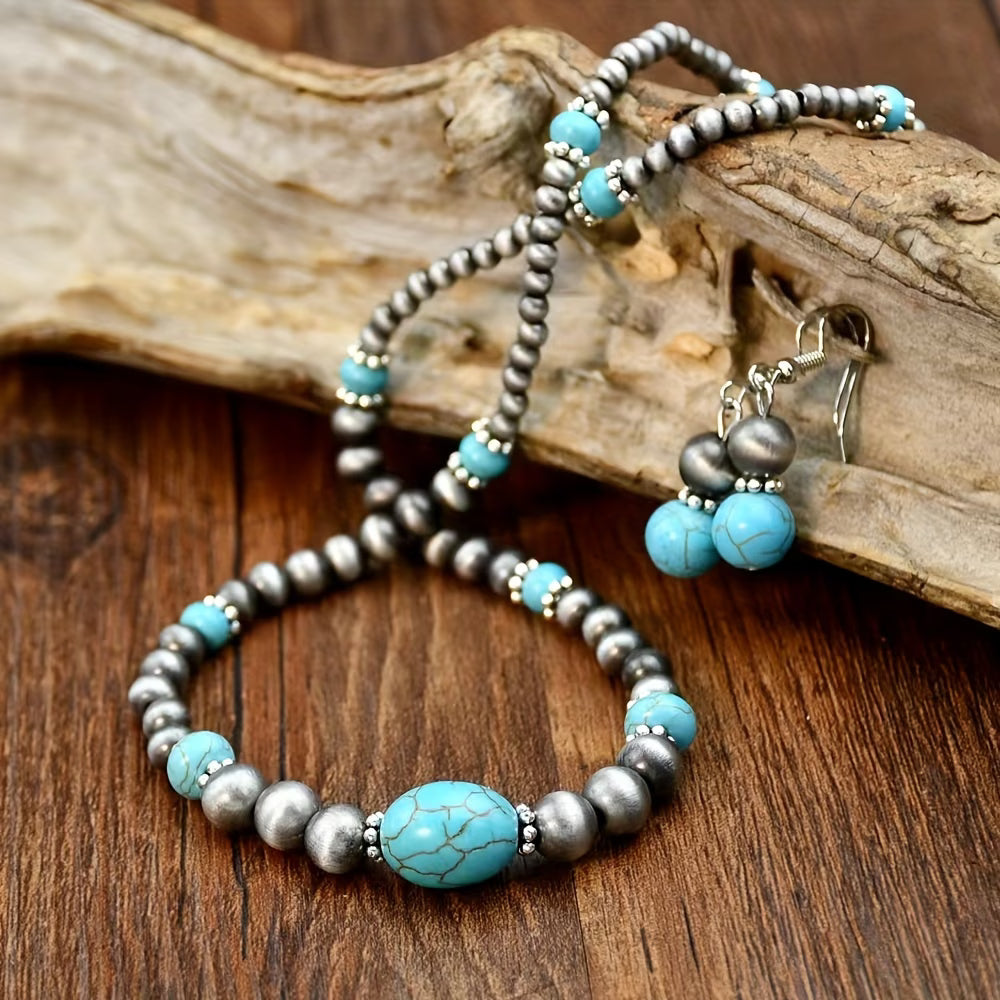 Turquoise Ketting en Oorbellen Moderne Ketting