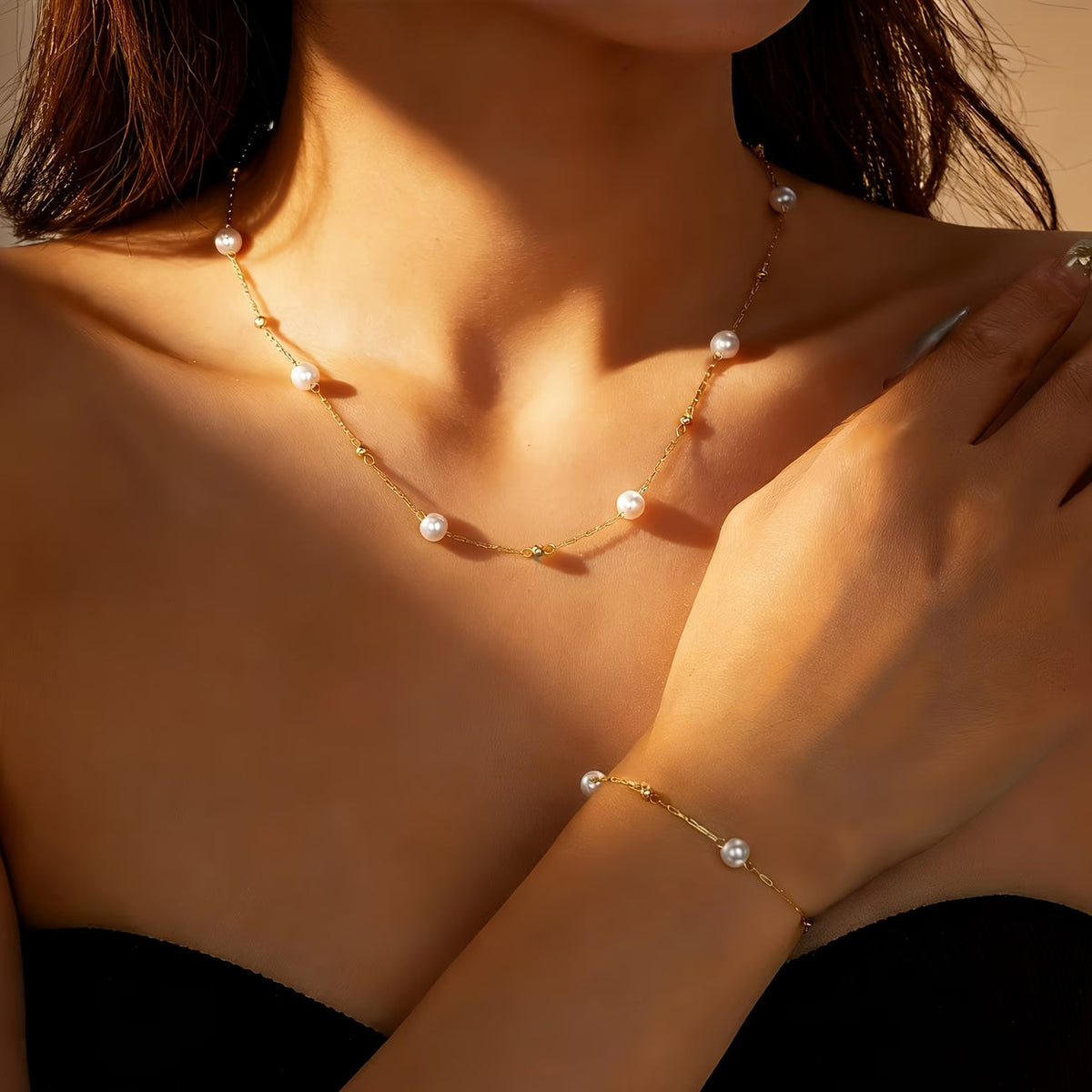 Fijne Parel Ketting Sieraden Set