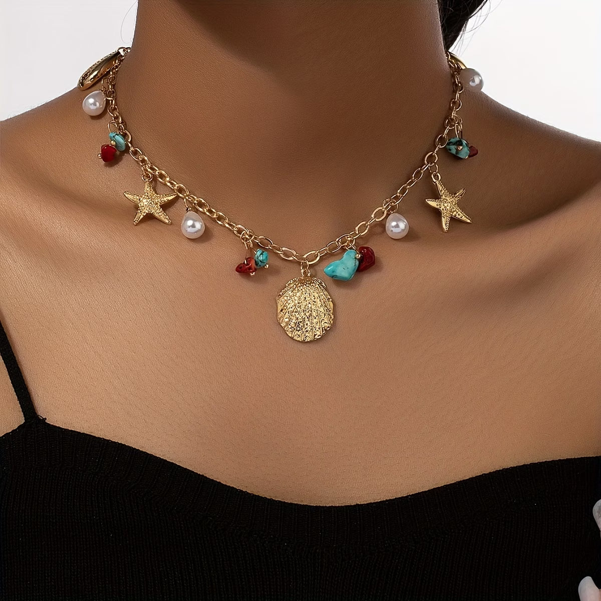 Kustparel en Turquoise Schelp Armband