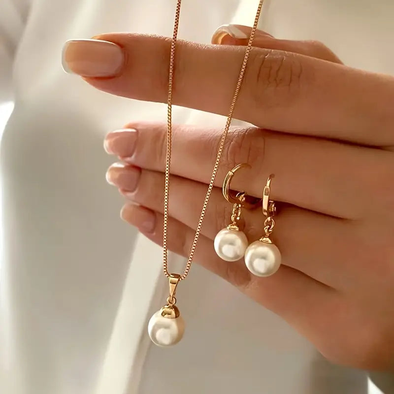 Elegante Gracieuse Parel Ketting Set