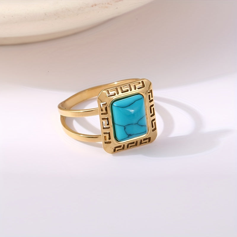 Vintage Turquoise Griekse Sleutelring