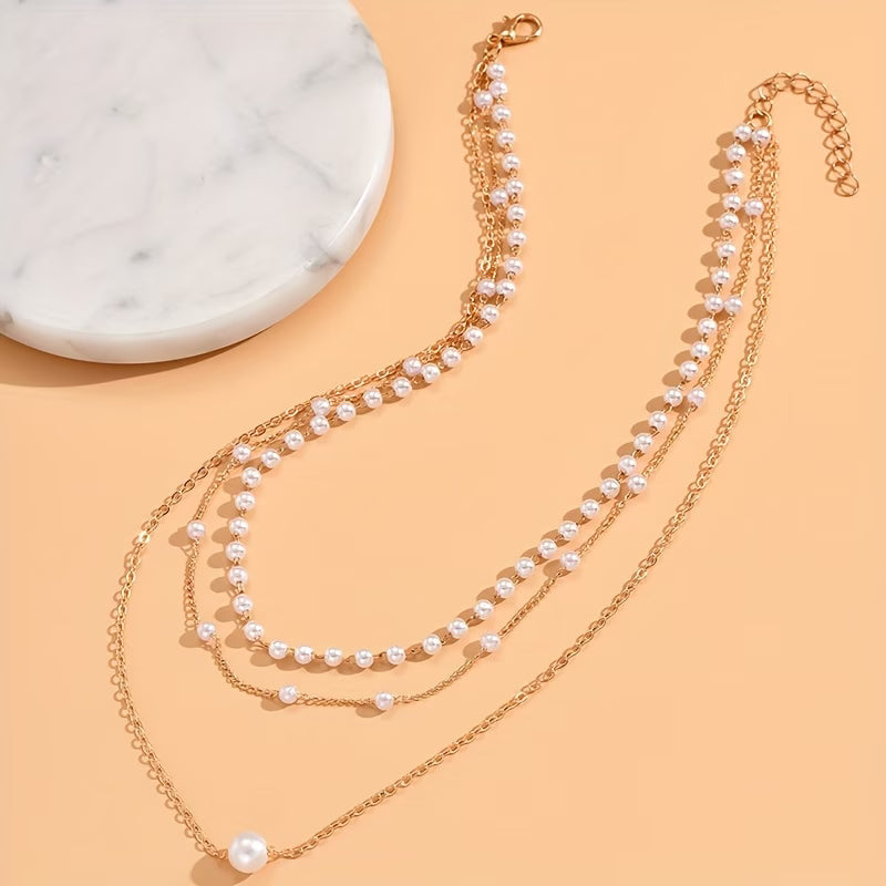 De Trinity Pearl Layer Necklace set