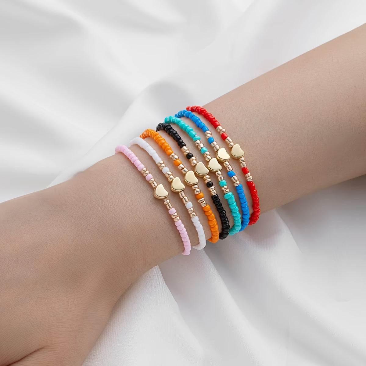 Subtiele Hart Kralen Armband Set van 7