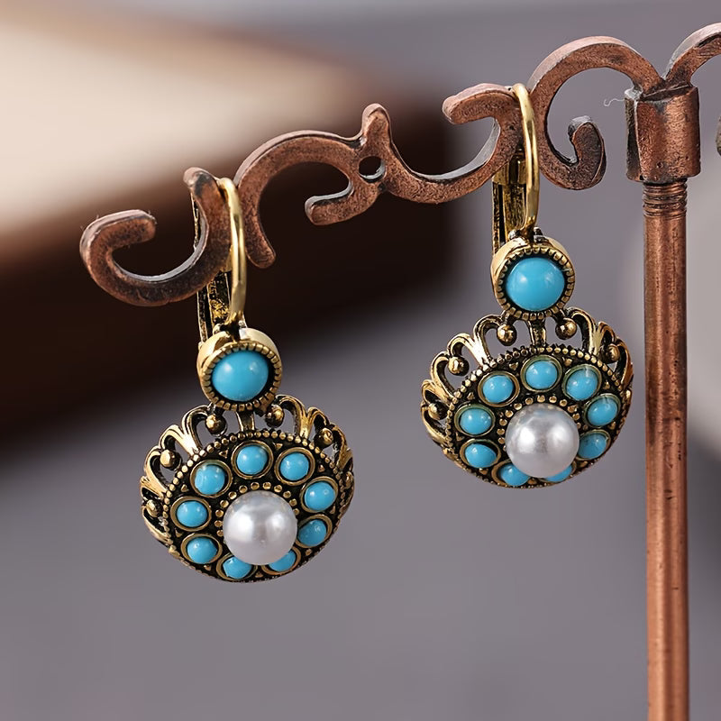 Premium Parels Bloom en Turquoise Oorbellen