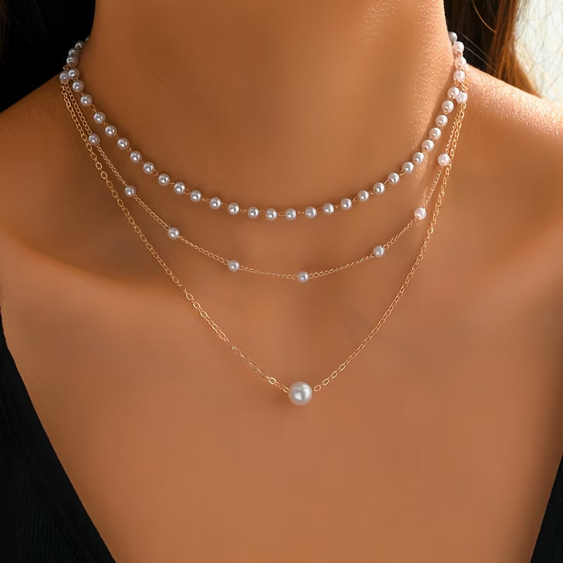 De Trinity Pearl Layer Necklace set