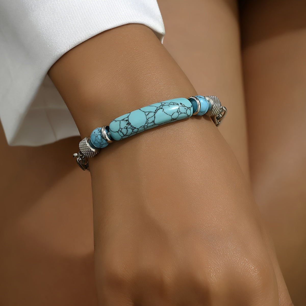 Elegante Zilveren Turquoise Armband