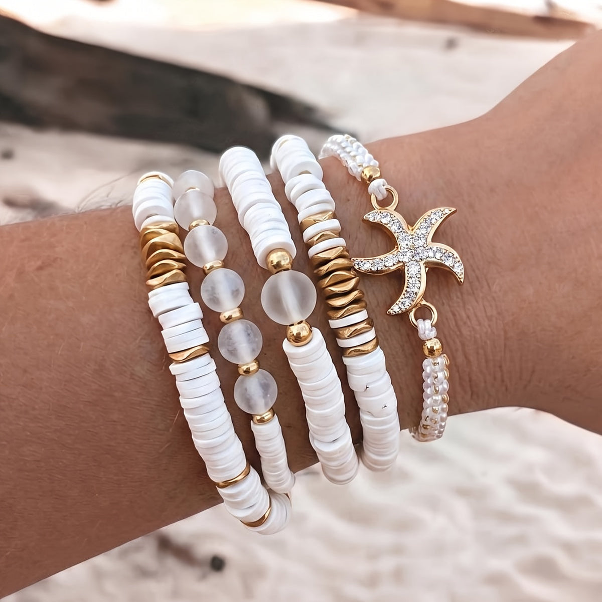 Luxe Parels Coastal Armband Set van 5