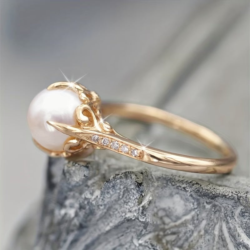 Delicate Parels & Kristallen Ring
