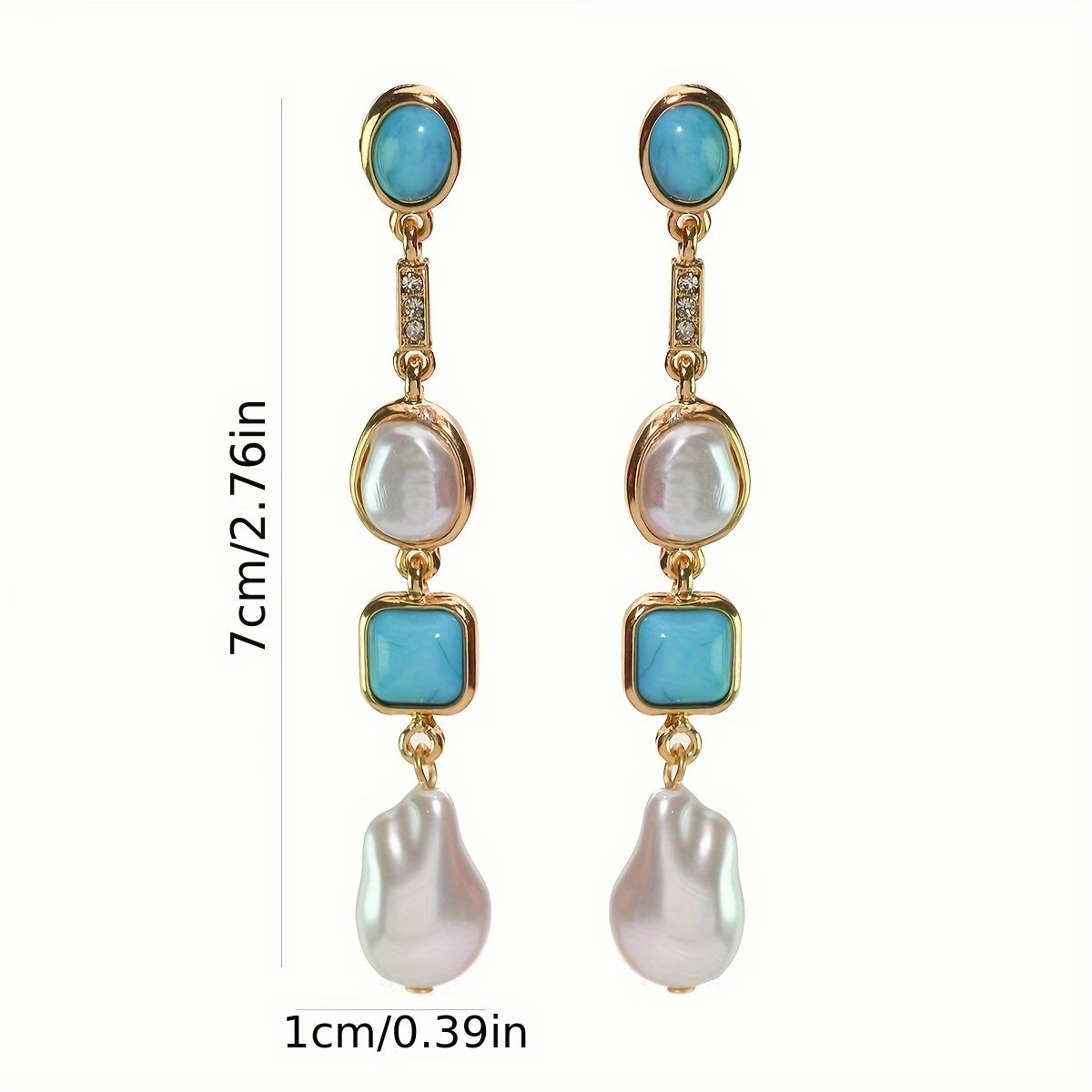 Statement Turquoise Parel Oorbellen