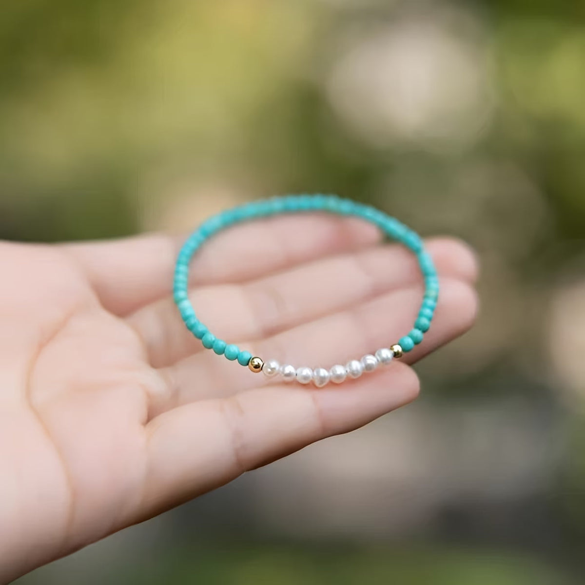 Subtiele Parelturquoise Armband