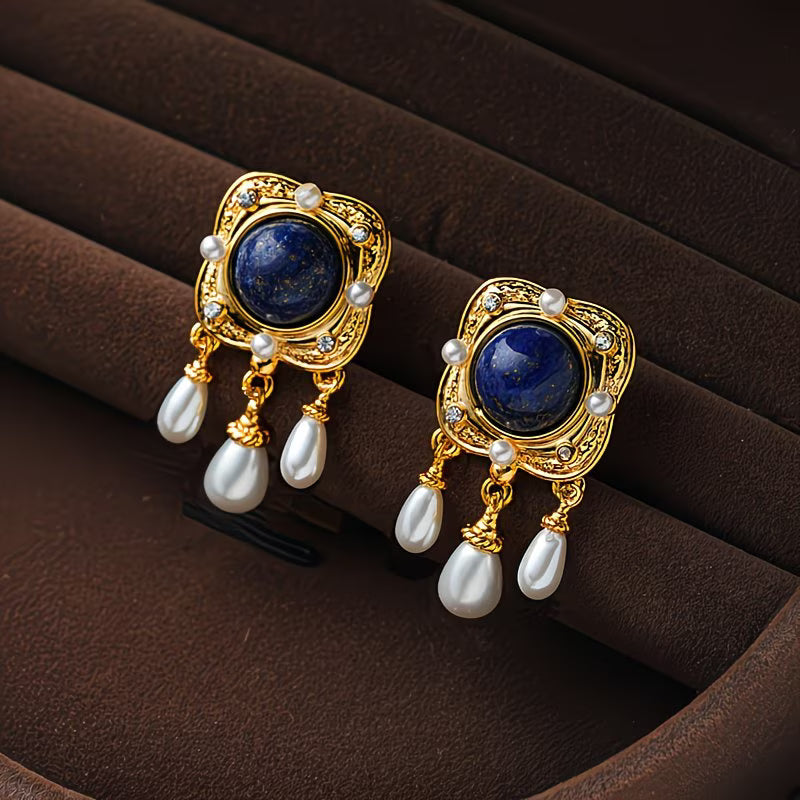 Koninklijk Blauwe Parels Chandelier Oorbellen