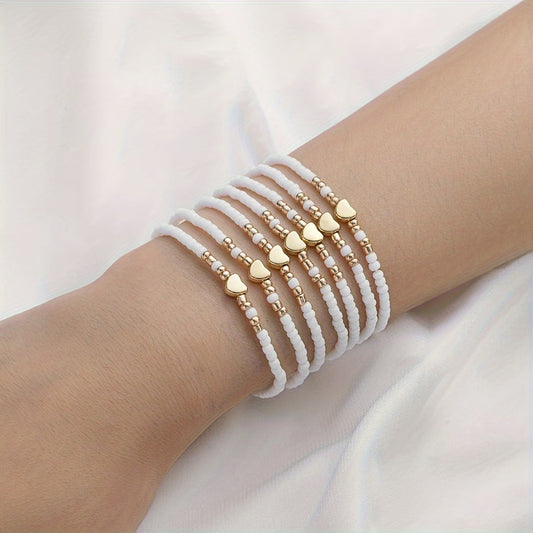 Subtiele Hart Kralen Armband Set van 7