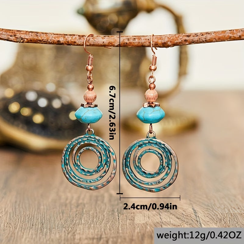 Turquoise Koperen Oorbellen