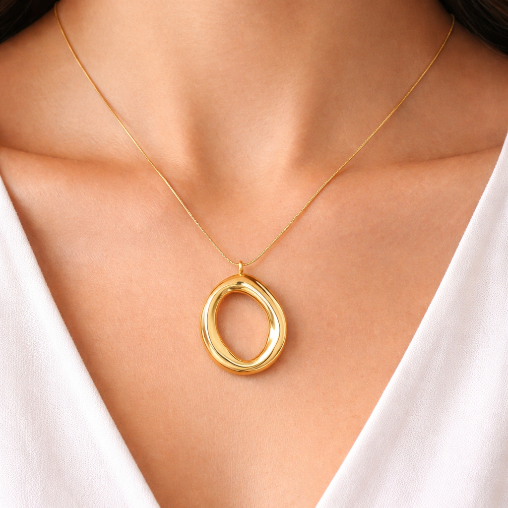 Gouden Ovalen Collier van Verguld Goud