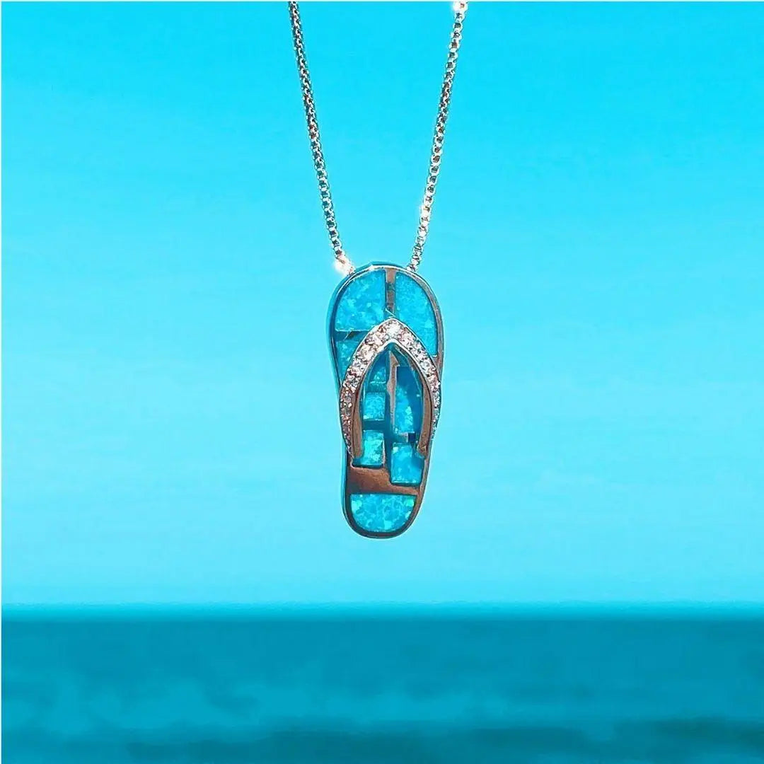 Halsketting met Sleutelhangertje van Zilver met Blauwe Opal