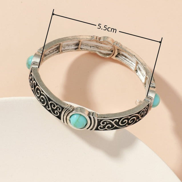 Boheemse Zilveren Turquoise Armband