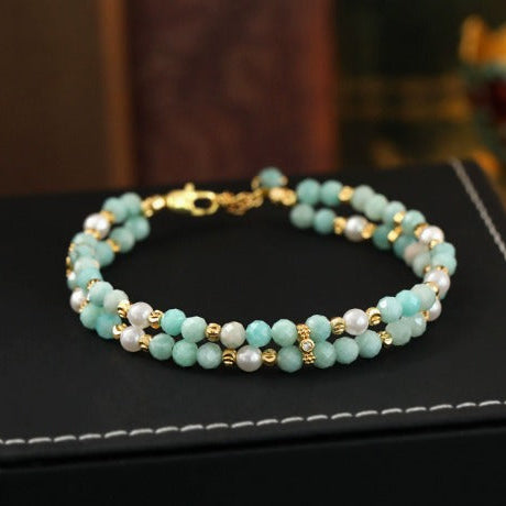 Premium Bohemian Parel Turquoise Armband Set