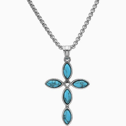 Premium Boheemse Turquoise Kruis Ketting