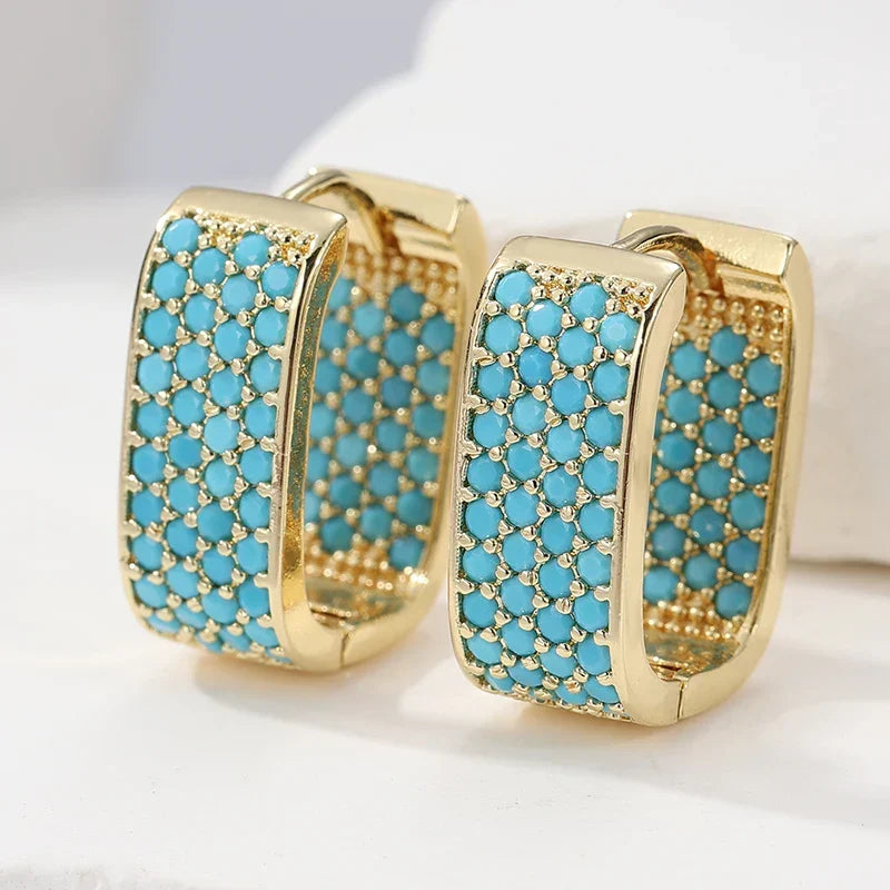 Turquoise Crush Gouden Hoepels
