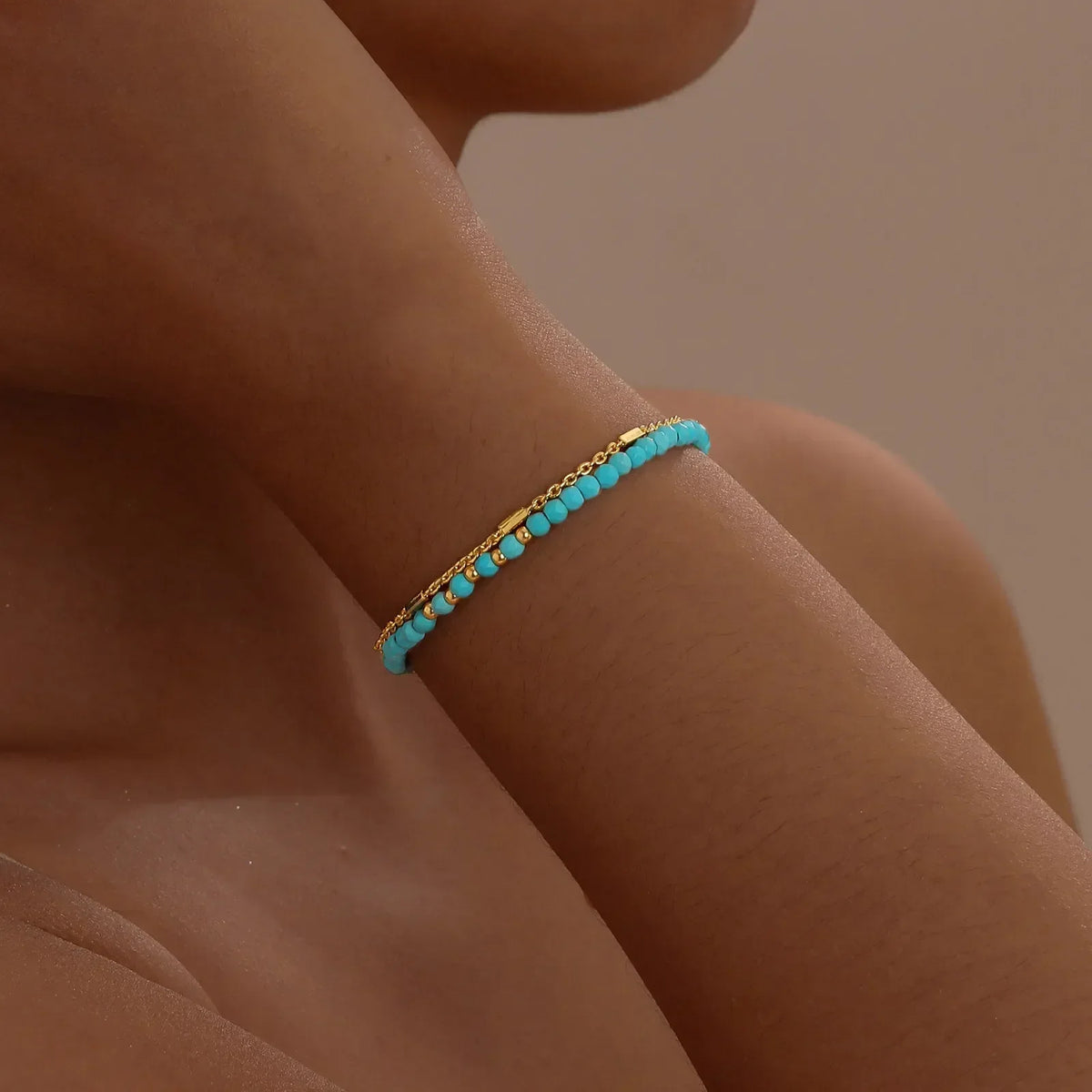 Stralende Gouden Turquoise Kettingarmband