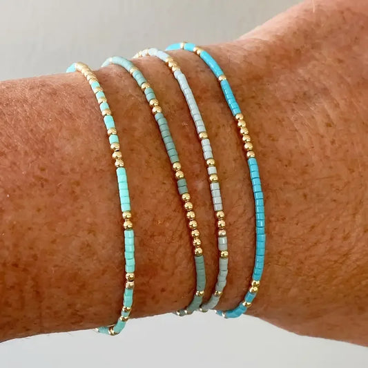 Subtiele Turquoise Kralenarmband Set