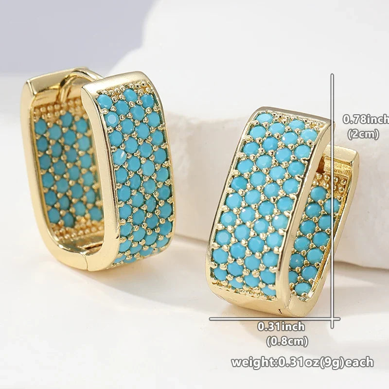 Turquoise Crush Gouden Hoepels