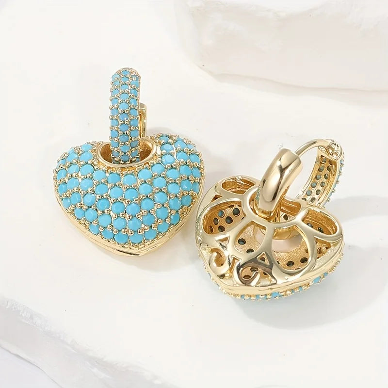 Elegante Turquoise Hart Oorbellen