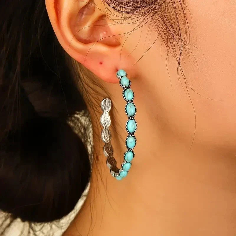 Chique Turquoise Cirkel Oorbellen