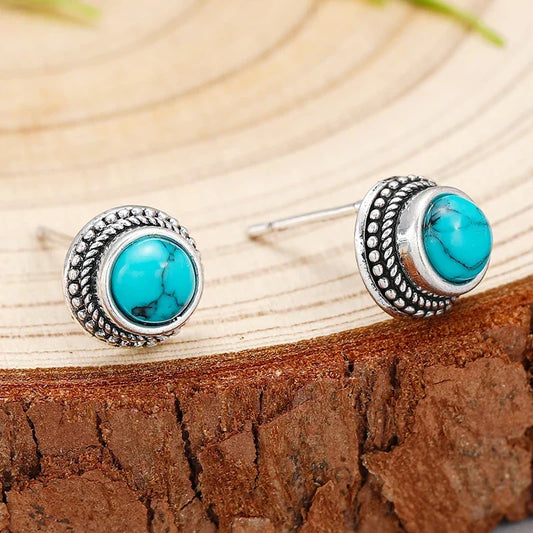 Klassieke Turquoise Stud Oorbellen