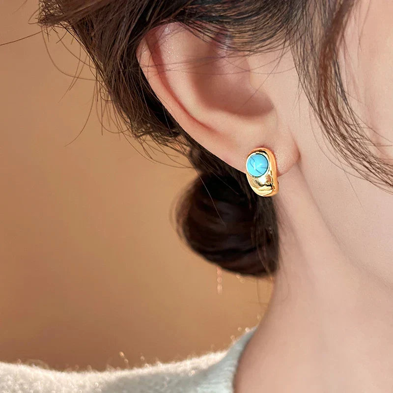Tijdloze Turquoise Koper Oorbellen