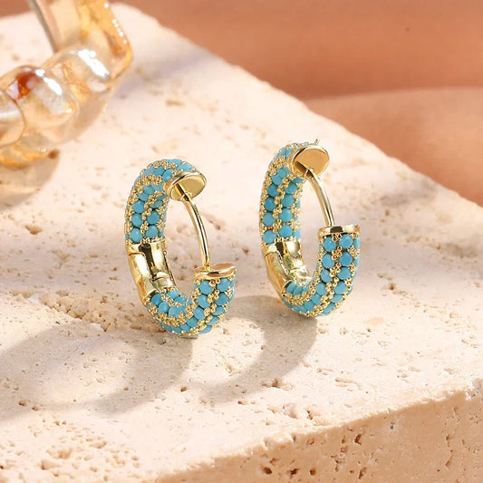 Turquoise Beats Hoops Earrings