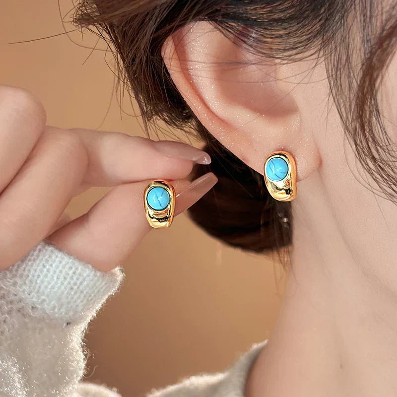 Tijdloze Turquoise Koper Oorbellen