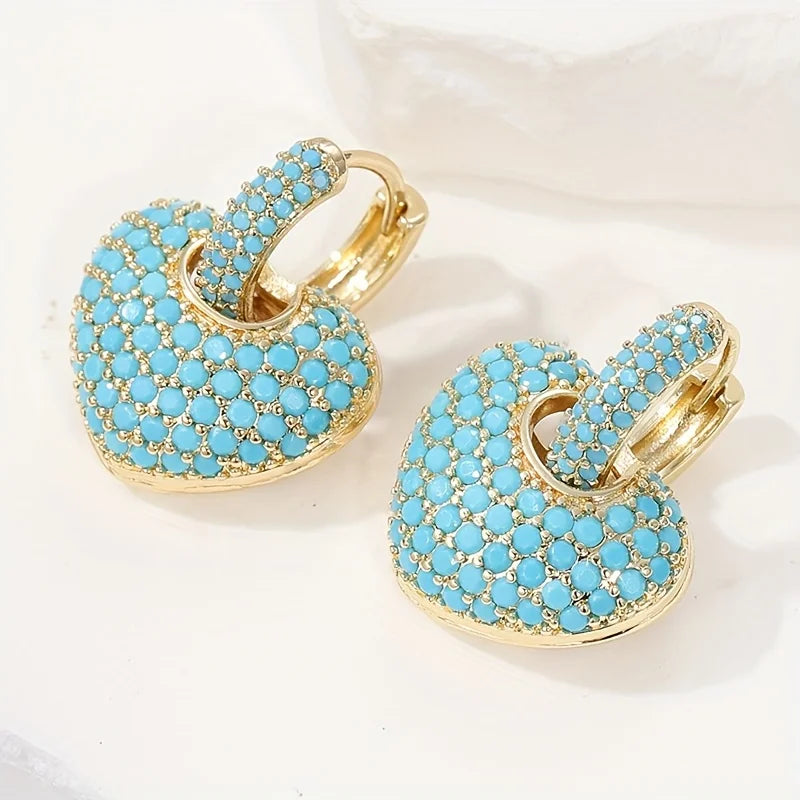 Elegante Turquoise Hart Oorbellen