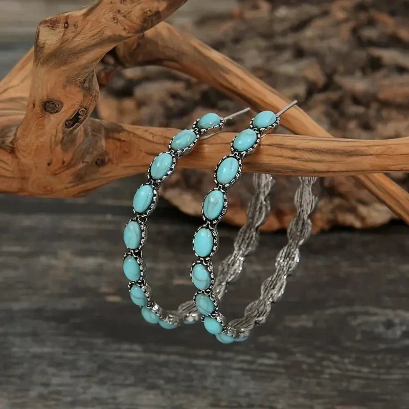 Chique Turquoise Cirkel Oorbellen
