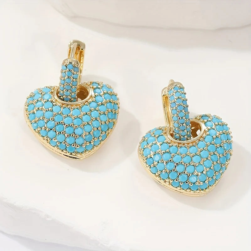 Elegante Turquoise Hart Oorbellen