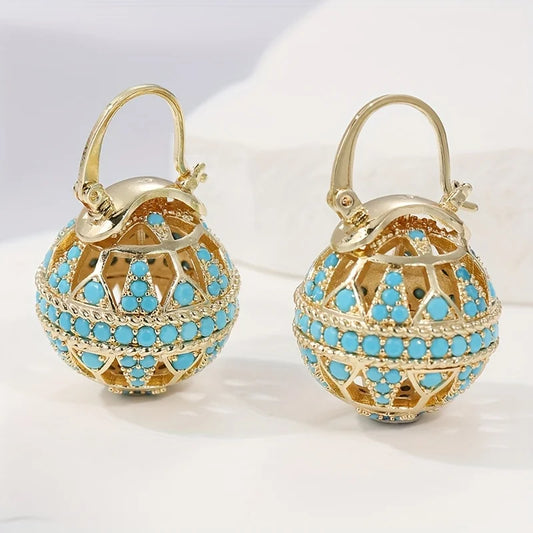 Gouden Turquoise Mandala Oorbellen