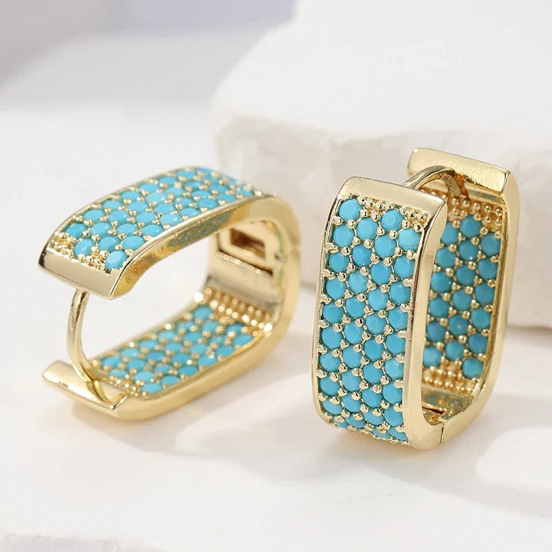 Turquoise Crush Gouden Hoepels