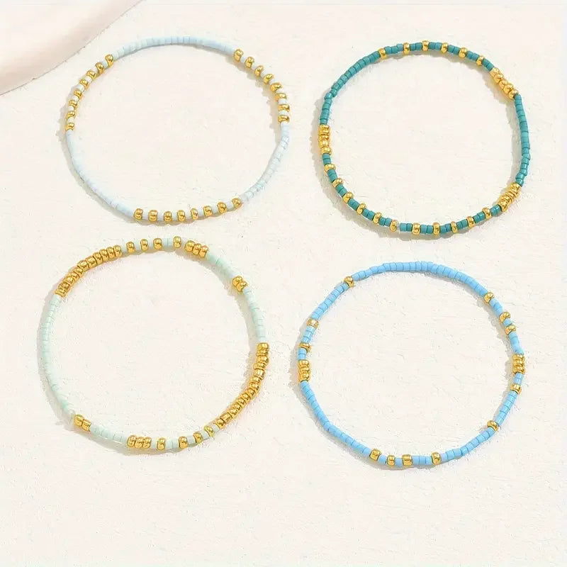 Subtiele Turquoise Kralenarmband Set
