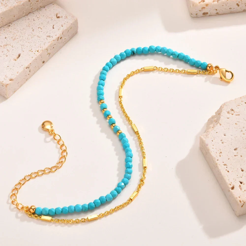 Stralende Gouden Turquoise Kettingarmband