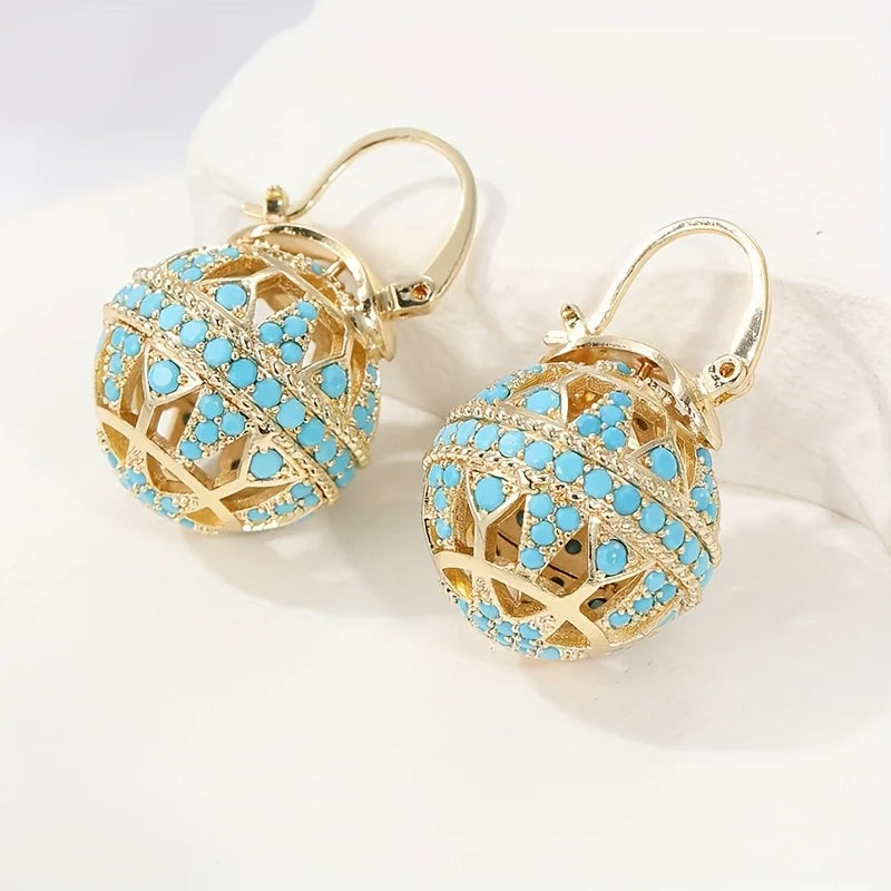 Gouden Turquoise Mandala Oorbellen