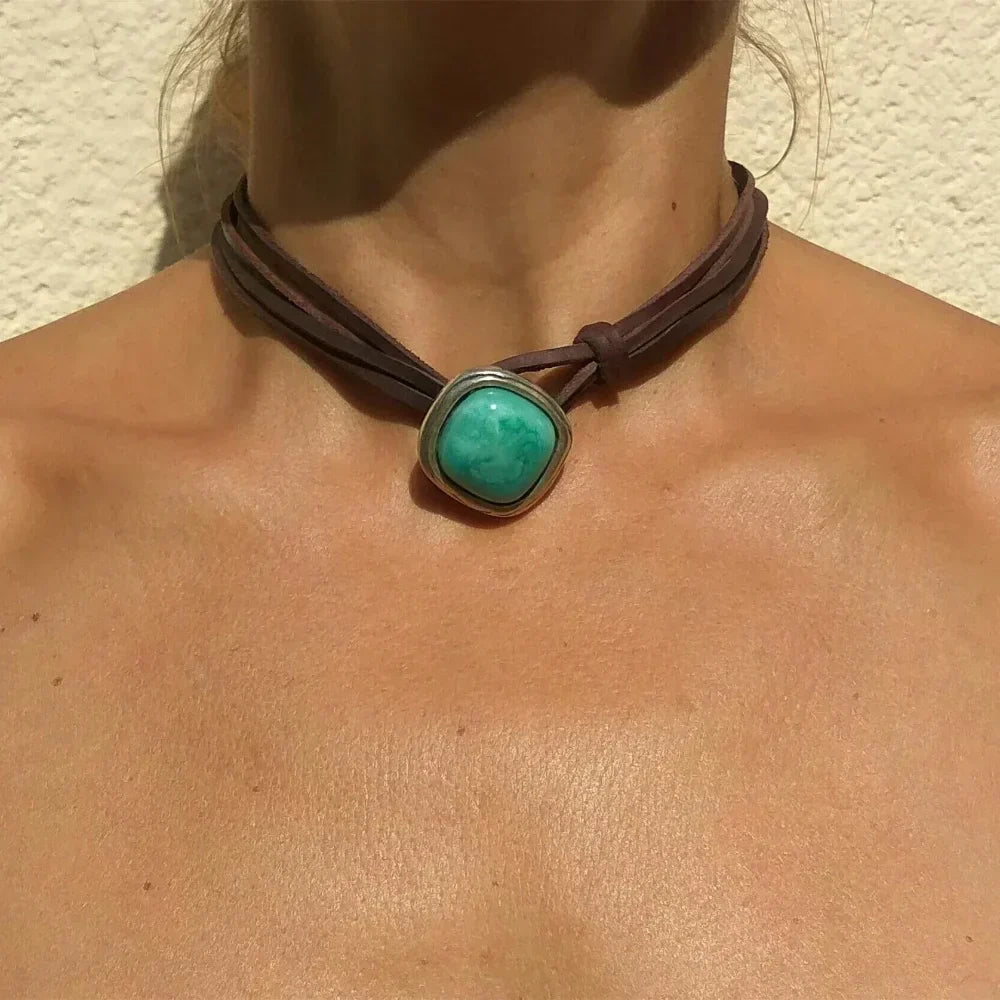 Moeiteloze Turquoise Edelstenen Ketting