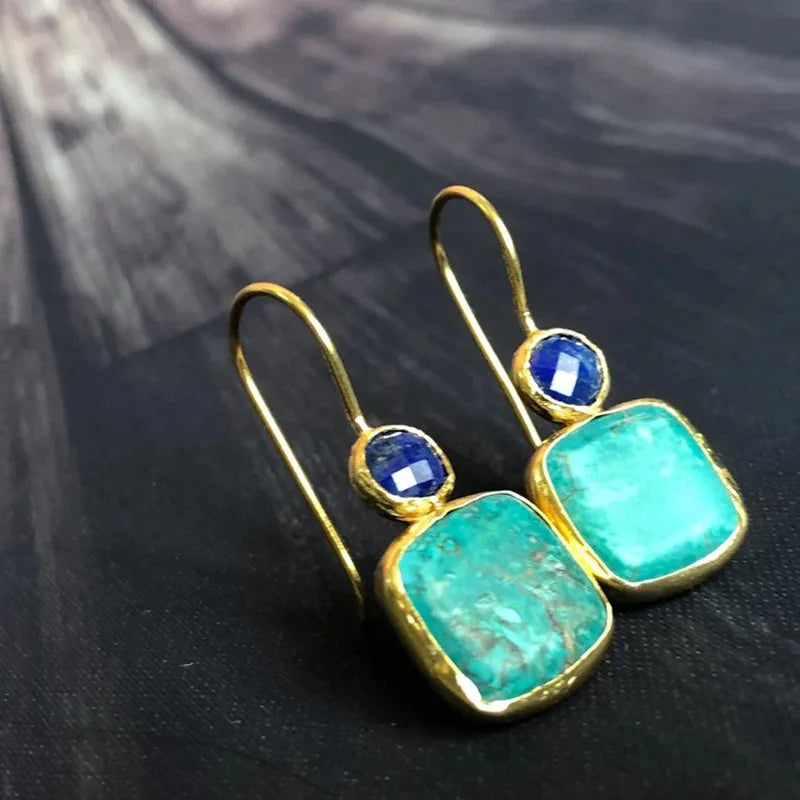 Zelfverzekerde Turquoise Ingelegde Oorbellen
