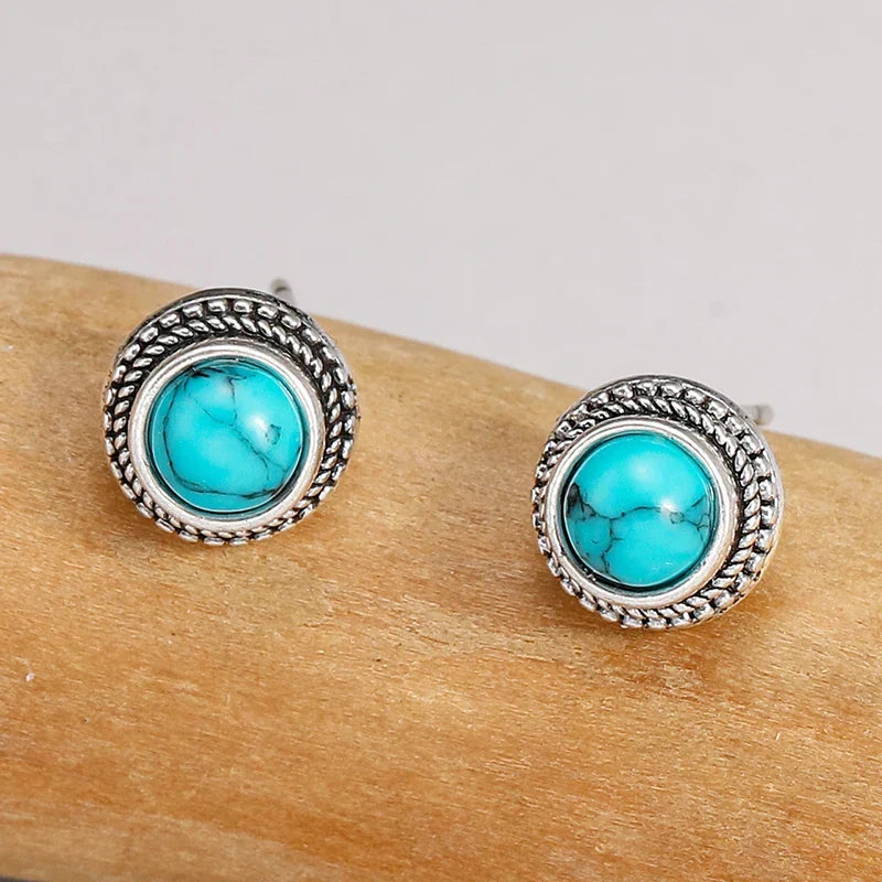 Klassieke Turquoise Stud Oorbellen