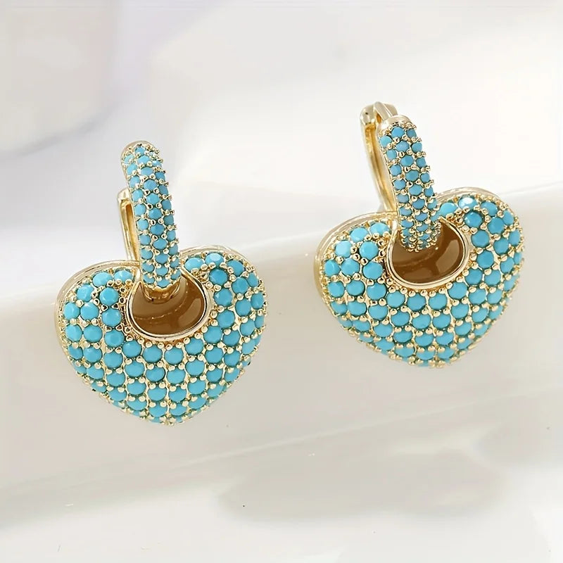 Elegante Turquoise Hart Oorbellen