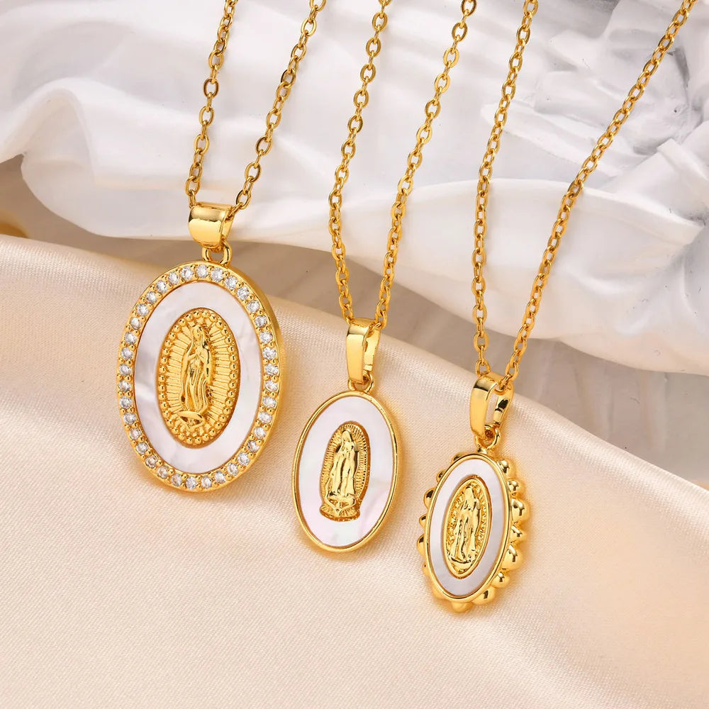 Ketting met Ovale Medaille van de Maagd in Goud