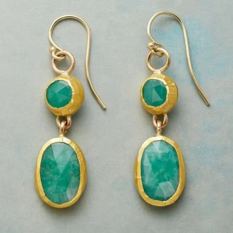 Tijdloze Artisan Gouden Turquoise Oorbellen