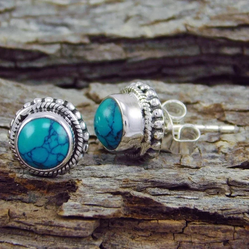 Klassieke Turquoise Stud Oorbellen