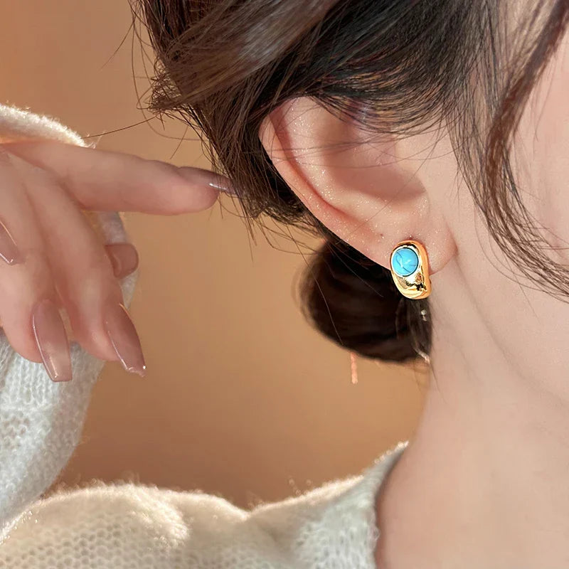 Tijdloze Turquoise Koper Oorbellen